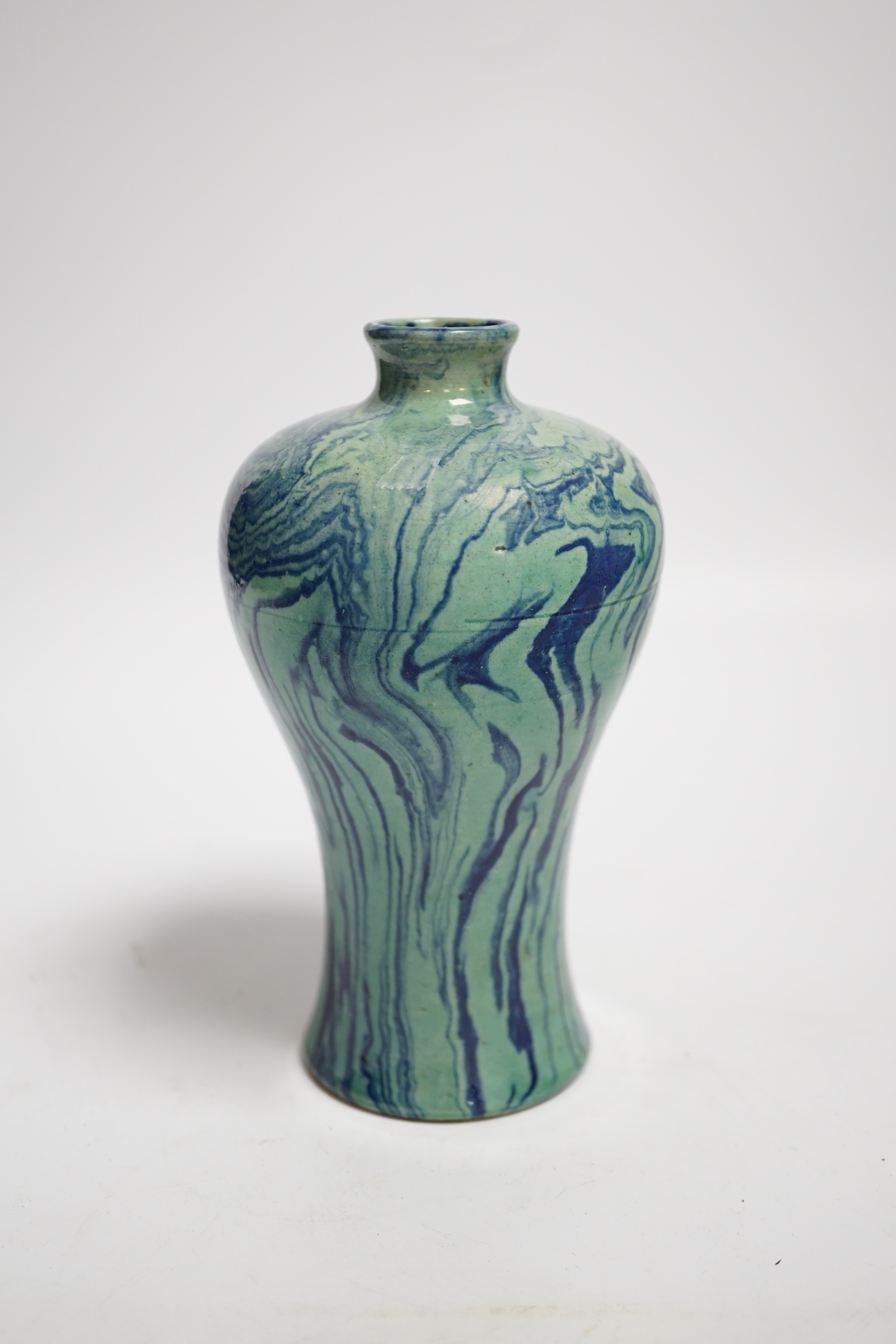 A Chinese marbled baluster vase, 15cm